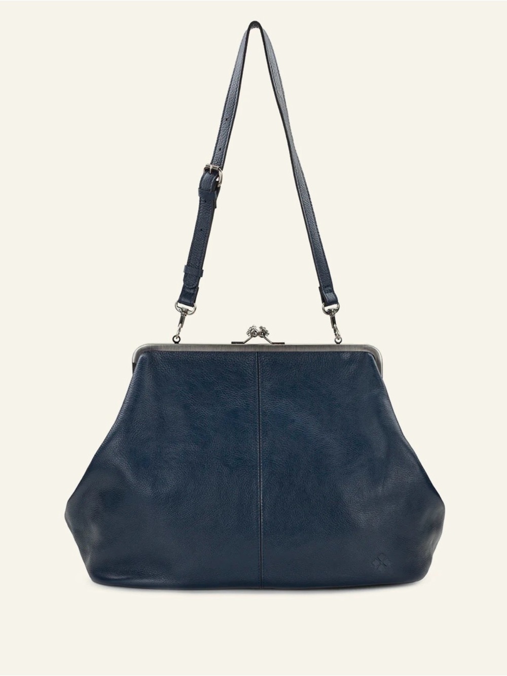 Leather Frame Shoulder Bag in Navy